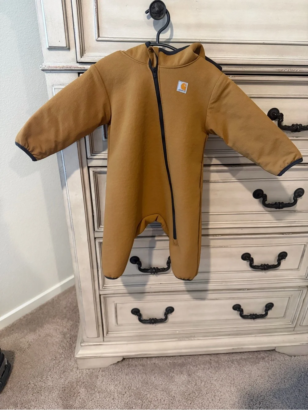 Carhartt Kids Brown Hooded One-Piece insulated suit